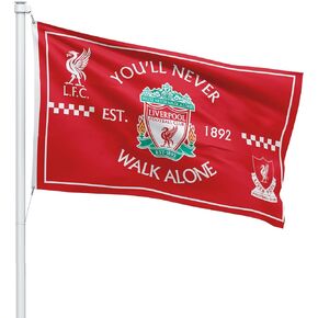 FCflags FC Liverpool Flag 3x5 - Authentic Soccer Banner - YOU'LL NEVER WALK ALONE - Red Flags Banner 3x5 feet Soccer Durable Indoor or Outdoor Football Soccer 2Grommets in Saudi Arabia
