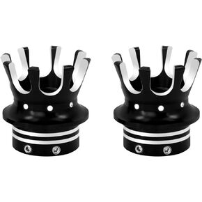 Motorcycle Front Axle Nut Covers Cap King Crown Fit for Harley Touring Electra Road Street Glide Softail Dyna Sportster XL 2008-Later Black&White