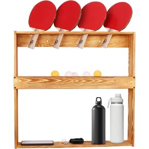 Ping Pong Paddle Holder Storage Rack, Wall Mount Table Tennis Racket Display Holder Shelf for 4 Paddles and Balls Storage in Game Room, Bar Room, Office, Garage, Home in Kuwait
