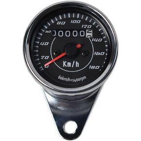 0052 Universal Mini Motorcycle Speedometer Odometer Gauges Aluminum 60MM/2.56IN for Honda Yamaha Suzuki Kawasaki Black