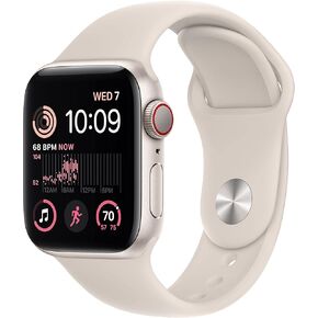 Apple Watch SE (2nd Gen) (GPS + Cellular, 40mm) - Starlight Aluminum Case with Starlight Sport Band, M/L (Renewed)