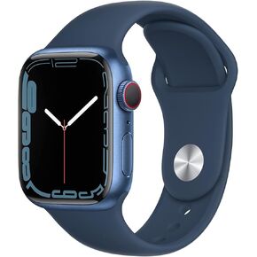 Apple Watch Series 7 (GPS + Cellular, 45mm) Blue Aluminum Case with Abyss Blue Sport Band, Regular (Renewed) in Kuwait