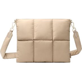 Comfyable Puffy Tablet Sleeve Bag Compatible for 11-inch iPad Pro M4, iPad Air 11-inch M2 2024, Quilted Cute Carrying Tablet Pouch with Shoulder Strap for Women, Italian Clay