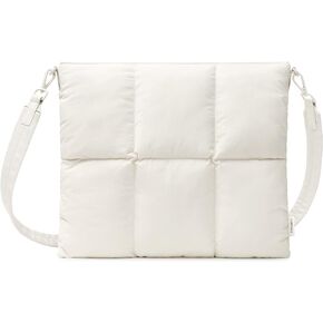 Comfyable Puffy Tablet Shoulder Bag for iPad Pro 12.9 Inch, Quilted Puffer Puff Tablet Sling Crossbody Bag for Women, Pillow Sleeve Case with Shoulder Strap, Sage