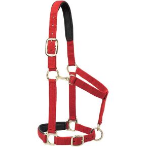 Weaver Leather Padded Adjustable Chin and Throat Snap Halter, 1" Average Horse or Yearling Draft, Solid Red