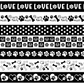 80.4Ft Paw Print Bulletin Board Borders Black White Checkered Dog Paw Bone Heart Self-Adhesive Border Trim for School Classroom Office Party Decoration