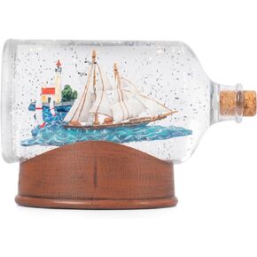 Unique Home Decor Snow Globe,Sparkly Glittering 6H Timer Cruise Ship Fluid Drift Bottle Decorative,Sailboat in A Glass Bottle Hand Built Ocean,Table Top Nautical Decoration for Room Home Decor Gifts in Kuwait
