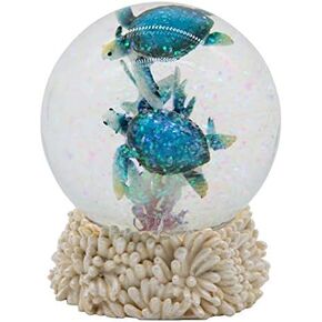 Sea Turtle Snow Globe Ocean Life Beach Themed Gift Decor Figurine, 4.5x3.5 inches