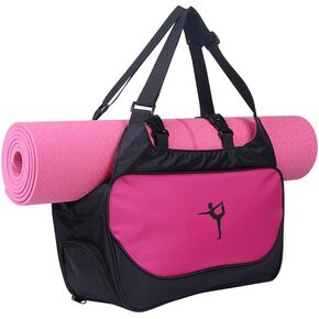 Small Yoga bag with mat holder, women yoga bag with shoes compartment, fits all daily stuff for gym (yoga mat not included)