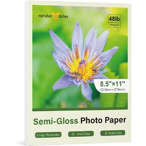 Semi Glossy Photo Paper 8.5X11 Inch 48LB Semi-Gloss for Inkjet and Laser Printer Use Dye Ink for Photos and Crafts 30Sheets 180GSM