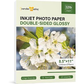 Double Sided Thin Photo Paper Glossy 8.5x11 Inch 32lb for Inkjet Printers Dye Ink 120gsm for Menu Flyer Brochure Kid Books Printing 50 Sheets