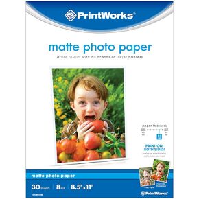 Printworks Matte Photo Paper for Inkjet Printers, Printable on Both Sides, 6.5 mil, 8.5 x 11 inches, 80 Sheets (00426-6)