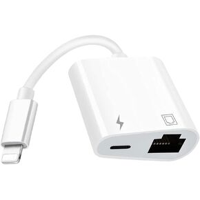 【Apple MFi Certified】 Lightning to Ethernet Adapter, 2 in 1 Rj45 Ethernet LAN Network Adapter, iPhone Ethernet Cable with Charge Port Compatible with iPhone/iPad/iPod Supports 100Mbps,Plug and Play