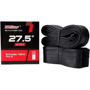 27.5" Mountain Bike Inner Tubes (2 Pack), MTB Durable Butyl Rubber Bicycle Replacement Fit 2.1-2.4，Schrader 35mm