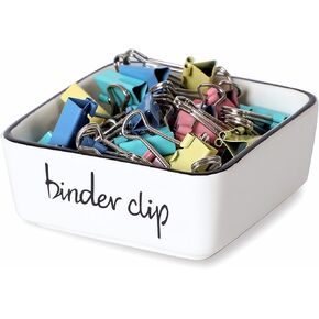 ONTUBE Mini Porcelain Binder Clip Holder 3.3 Inch (White)