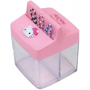 Cute Animal Faced Hello Kitty Paper Clip Dispenser Magnetic Lid Boxes with 6 Paper Clips Pink Cat