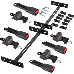 Universal 4 Passenger(2+2) Golf Cart Seat Belt Kit for EZGO, Yamaha, Club Car, Fits Front Rear Seat with Bracket