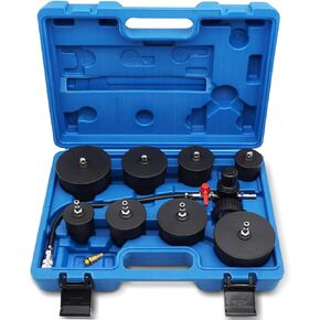9-Piece Turbo Boost Pressure Leakage Tester Set Turbo System Leak Tester Kit with 4 Pairs of Step Adapters 1-3/8" (35mm) - 3-1/2" (90mm) and European Intake Port