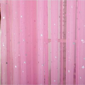 Kids Bedroom Curtains with Twinkle Star Print Curtains Rod Pocket Voile Sheer Curtain Panel Draperies Perfect for Nursery Girls Room French Doors 1 Panel Pink W39 x H63 Inches