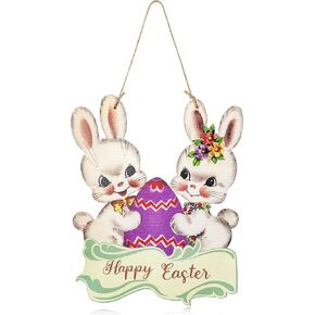 Wreath Peeps Bunny Wooden Hanging Welcome Door Sign, 11.8 Inch Cute Welcome Porch Sign for Door Wall Wreath Candy Color Welcome Spring Bunny Hanging Supply for Indoor Outdoor in Kuwait
