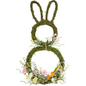 VGIA 27 Inch Easter Wreath Artificial Bunny Wreath Easter Rabbit Wreath for Front Door Easter Gifts Easter Decorations for Home Window and Wall Decor