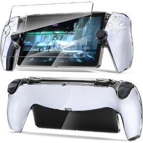 Upgraded Protective Cover Case for PlayStation Portal with Tempered Glass Screen Protector , Ultra Clear Hard PC Cover Case with Full Protection Accessories Kit for PS Portal