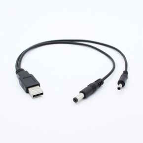 سلك طاقة USB إلى 5 فولت تيار مستمر، USB A إلى 5.5 مم × 2.1 مم و3.5 مم × 1.35 مم، كابل شحن 2 في 1 بطول 1 قدم، أسود in Kuwait