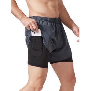 Litteking Men's Running Shorts 2 in 1 Gym Athletic Workout Short Pants Quick Dry Shorts with Pockets