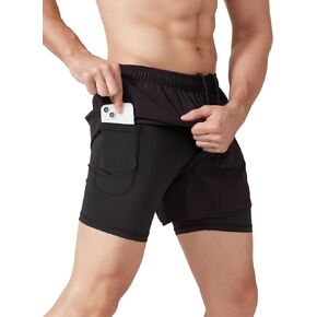 Litteking Men's Running Shorts 2 in 1 Gym Athletic Workout Short Pants Quick Dry Shorts with Pockets