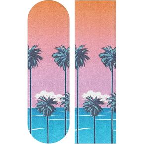 HANZHY الشاطئ مع أشجار النخيل شريط قبضة لوح التزلج خالية من الفقاعات ورقة شريط قبضة لوح التزلج سهلة الاستخدام شريط قبضة طويل مضاد للانزلاق شريط ورق رملي للأولاد والبنات والمراهقين in Kuwait