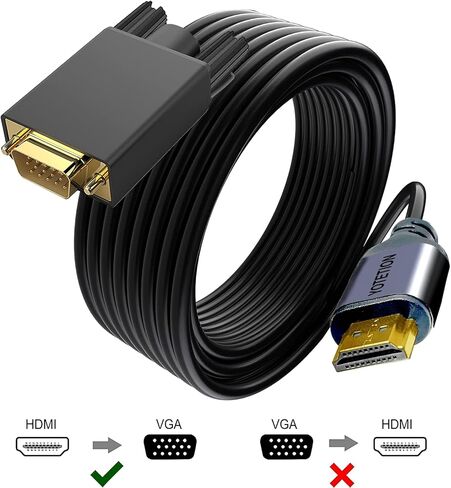 YOTETION HDMI to VGA 40Ft Cable with Audio, Directional HDMI (Source) to VGA (Display) Cable (Male to Male) Compatible for Computer, Desktop, Laptop, PC, Monitor, Projector, HDTV, Roku, Xbox in Kuwait
