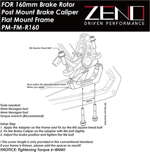 Zeno Rotor Adaptor – Postmount caliper to Flatmount frame with 160mm rotor in Saudi Arabia