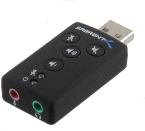 محول الصوت المحيطي الخارجي SABRENT USB 2.0 - أضف صوتًا إلى سطح المكتب أو الكمبيوتر المحمول - بدون سائق! (USB-SBCV) in Saudi Arabia
