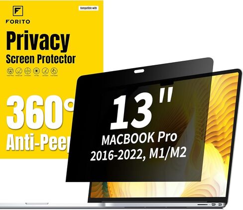 شاشة الخصوصية F FORITO متوافقة مع MacBook Pro 13 بوصة (2016، 2017، 2018، 2019، 2020، 2021، 2022، M1، M2)، فلتر شاشة كمبيوتر محمول مضاد للظهور وتخفيف إجهاد العين 360 درجة in Saudi Arabia