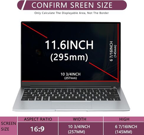 MUBUY-GOL 11.6 Inch Laptop Privacy Screen Filter Compatible with for 16:9 Aspect Widescreen Computer, 11.6 Inch Eye Protection Privacy Laptop Screen Filter Anti-Glare Anti-Blue Light in Kuwait