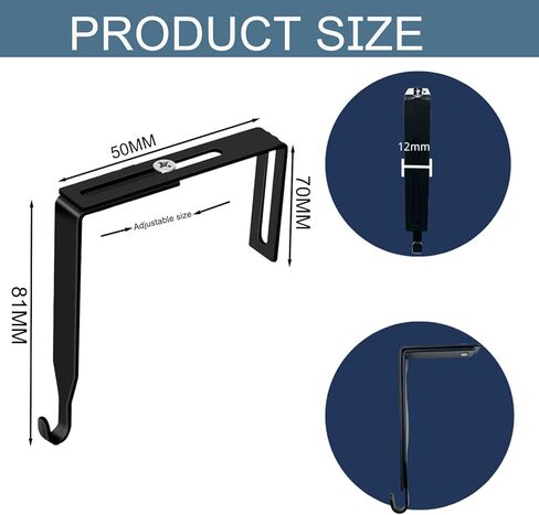 مجموعة شماعات تقسيم عالمية قابلة للتعديل، خطاطيف مرآة باب معدنية سوداء، تم تعديلها لتناسب الألواح بسُمك 1 3/8 بوصة إلى 3 1/2 بوصة للسبورة البيضاء للمكتب (8 عبوات) in Kuwait