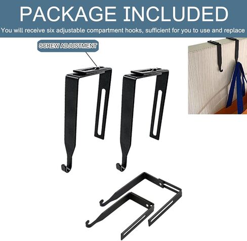 مجموعة شماعات تقسيم عالمية قابلة للتعديل، خطاطيف مرآة باب معدنية سوداء، تم تعديلها لتناسب الألواح بسُمك 1 3/8 بوصة إلى 3 1/2 بوصة للسبورة البيضاء للمكتب (8 عبوات) in Kuwait