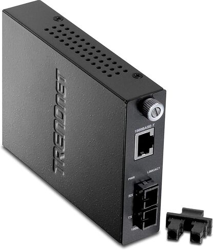TRENDnet Intelligent 1000Base-T to 1000Base-LX/SX Single Mode SC Fiber Media Converter (20KM, 12.4Miles), Fiber to Ethernet Converter, SC Type Fiber Port,Lifetime Protection, TFC-1000S20, Black in Saudi Arabia
