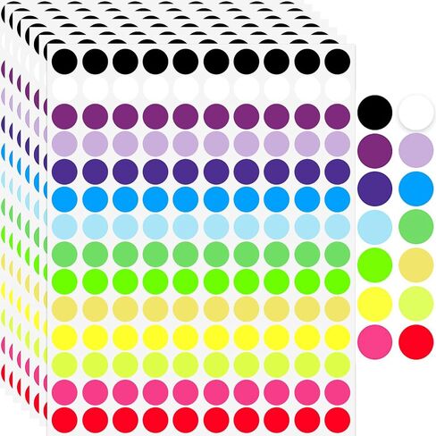 2800 PCS 1/2" Dots Stickers, 14 Colors Small Circle Stickers, Price Stickers for Garage Sale, Polka Round Color Coding Labels Stickers for Toddlers Classroom Office Kitchen Classification Papers in Saudi Arabia