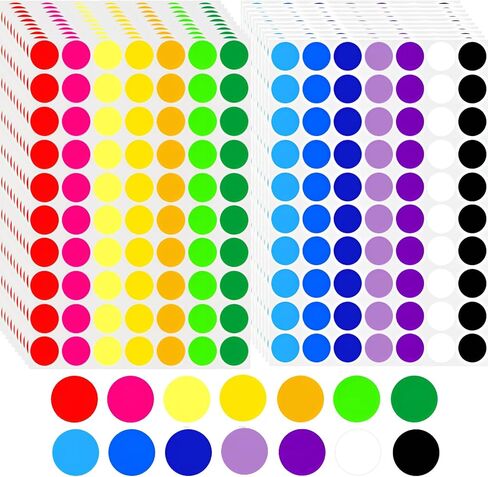 2800 PCS 1/2" Dots Stickers, 14 Colors Small Circle Stickers, Price Stickers for Garage Sale, Polka Round Color Coding Labels Stickers for Toddlers Classroom Office Kitchen Classification Papers in Saudi Arabia