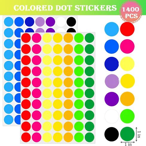 2800 PCS 1/2" Dots Stickers, 14 Colors Small Circle Stickers, Price Stickers for Garage Sale, Polka Round Color Coding Labels Stickers for Toddlers Classroom Office Kitchen Classification Papers in Saudi Arabia