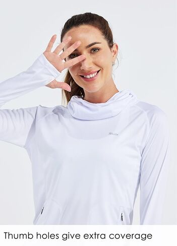 Willit Women's Sun Protection Hoodie UPF 50+ Fishing Hiking Shirt Long Sleeve SPF UV Shirt with Face Mask Lightweight in Kuwait