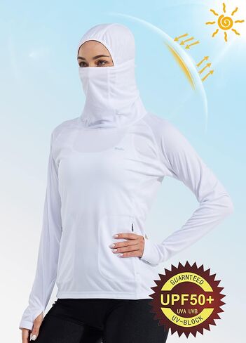 Willit Women's Sun Protection Hoodie UPF 50+ Fishing Hiking Shirt Long Sleeve SPF UV Shirt with Face Mask Lightweight in Kuwait