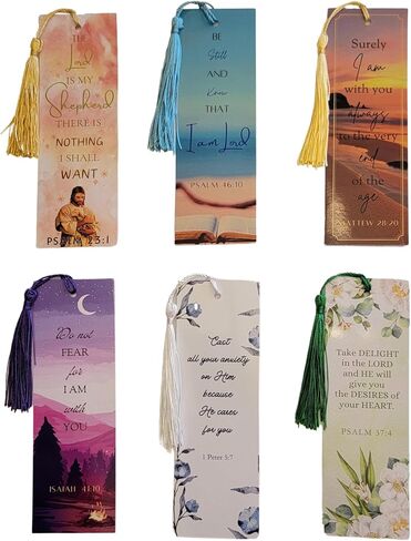 NC Set of 12 Bible Verse Bookmarks with Prayers - 6 Unique Designs with Matching Tassels - 5x15cm, Inspirational, Spiritual & Religious Christian Bookmarks, Perfect for Gifts in Saudi Arabia