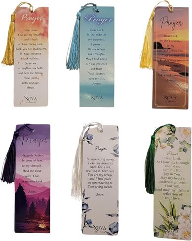 NC Set of 12 Bible Verse Bookmarks with Prayers - 6 Unique Designs with Matching Tassels - 5x15cm, Inspirational, Spiritual & Religious Christian Bookmarks, Perfect for Gifts in Saudi Arabia