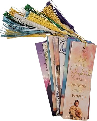 NC Set of 12 Bible Verse Bookmarks with Prayers - 6 Unique Designs with Matching Tassels - 5x15cm, Inspirational, Spiritual & Religious Christian Bookmarks, Perfect for Gifts in Saudi Arabia