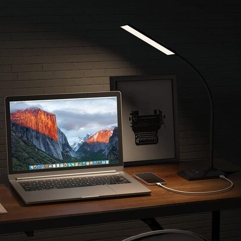 مصباح مكتبي LED بمشبك من Vansuny مع ضوء LED للعناية بالعين ومشبك معدني، 11 مستوى سطوع و3 أوضاع ألوان، الطاقة عن طريق منفذ USB 5 وات ضوء قراءة مرن للمنزل والمكتب (5 وات، أسود) in Saudi Arabia
