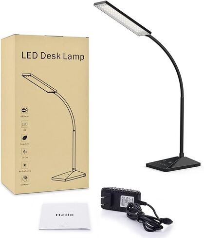 مصباح مكتبي LED بمشبك من Vansuny مع ضوء LED للعناية بالعين ومشبك معدني، 11 مستوى سطوع و3 أوضاع ألوان، الطاقة عن طريق منفذ USB 5 وات ضوء قراءة مرن للمنزل والمكتب (5 وات، أسود) in Saudi Arabia