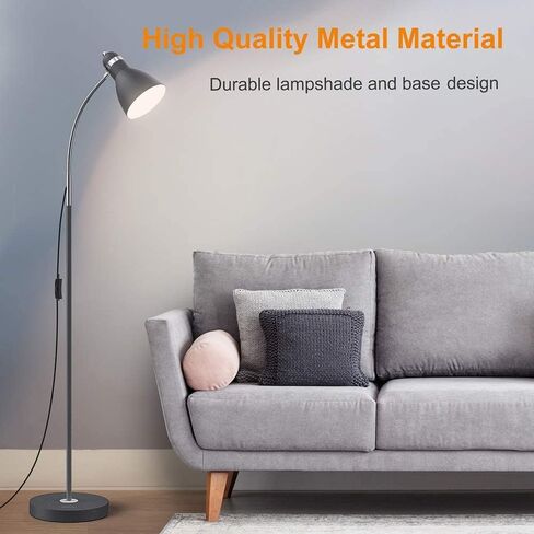 LEPOWER Floor Lamp, Metal Standing Lamp with Adjustable Gooseneck, Heavy Metal Base, Reading Pole Lamp for Office, Black Floor Lamps for Bedroom, Living Room in Kuwait