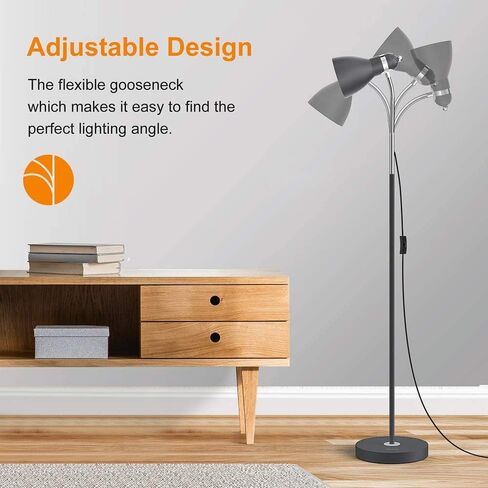 LEPOWER Floor Lamp, Metal Standing Lamp with Adjustable Gooseneck, Heavy Metal Base, Reading Pole Lamp for Office, Black Floor Lamps for Bedroom, Living Room in Kuwait